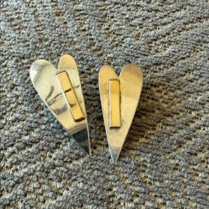 Silver and 14kt Heart Earrings.